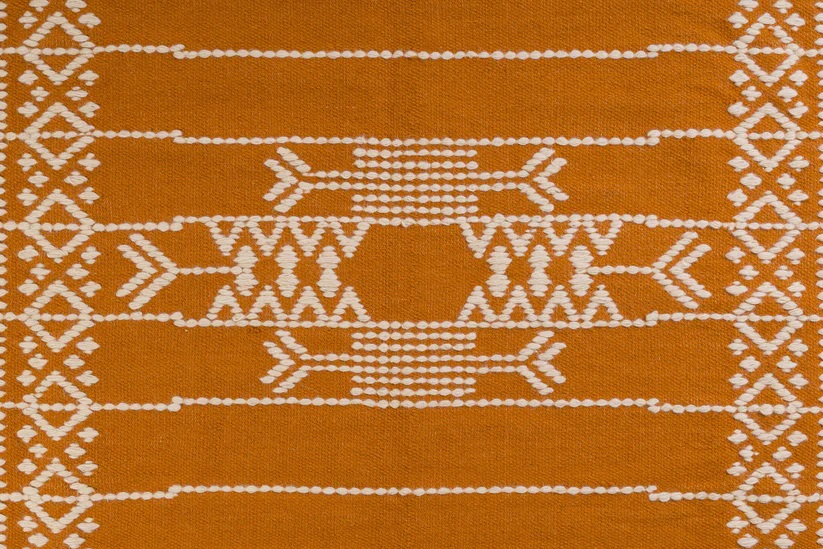 Marrakesh Kilim Rug – Rich Mustard Gold Elegance with Handwoven Tassels 3