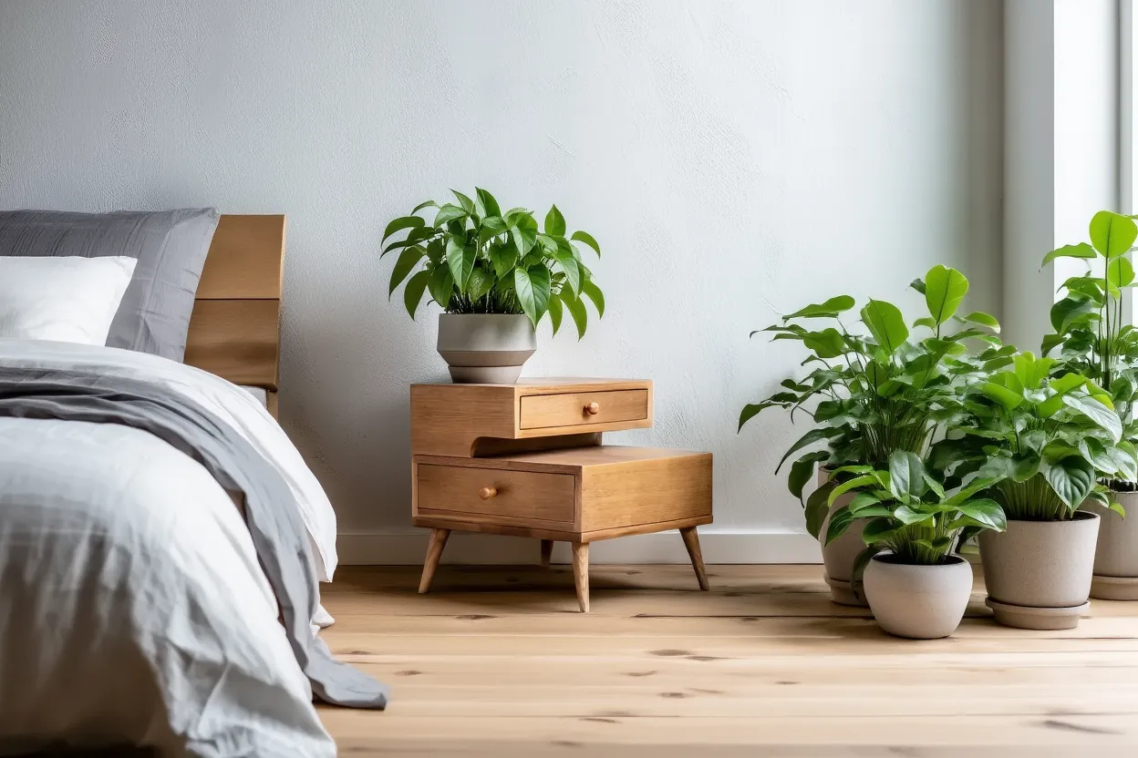 Lego Oak & Beech Wood Nightstand With 2 Drawers 3