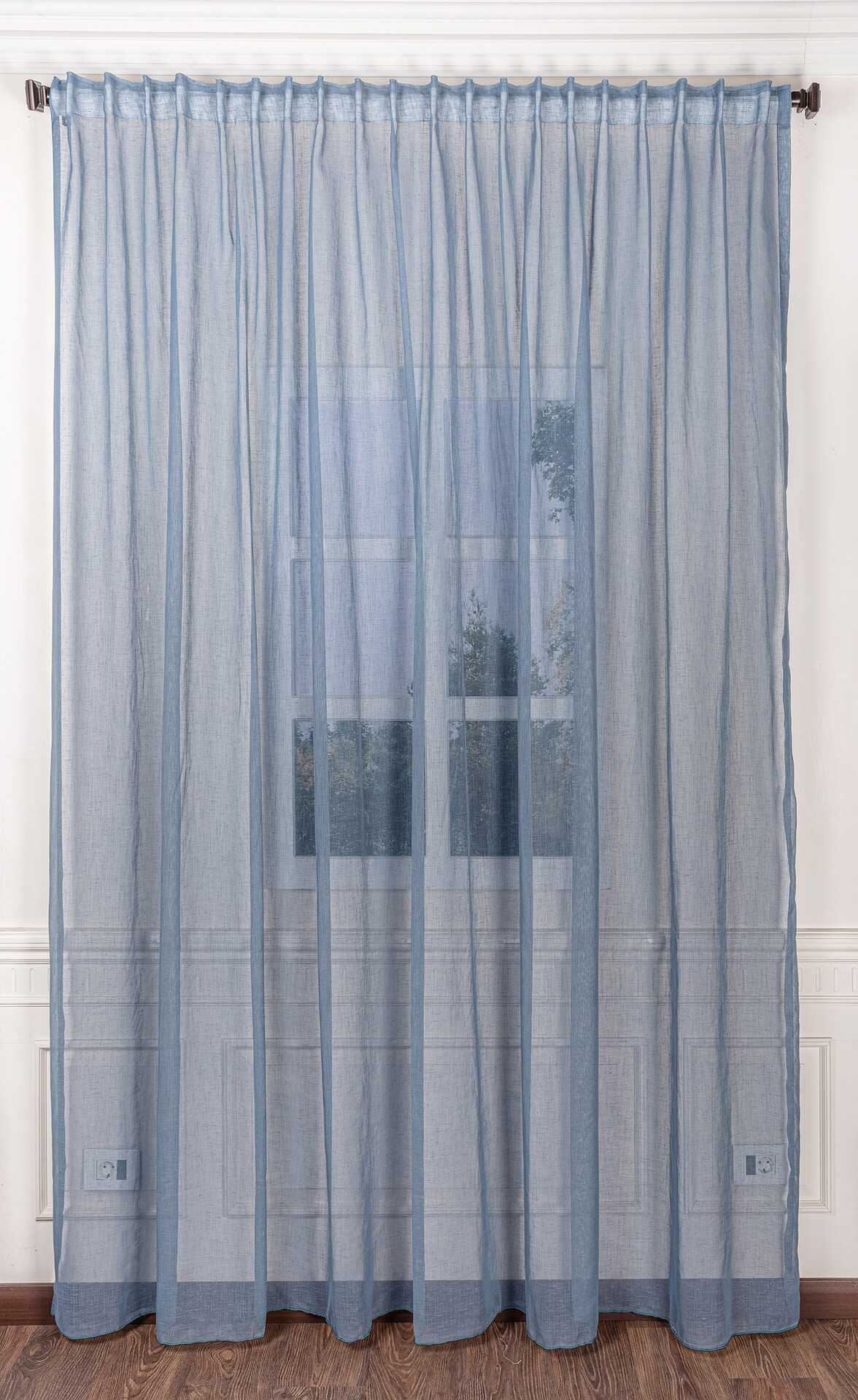 Airdot Plain linen sheer Curtains Color baby blue-1Panel 300cmX280cm 0