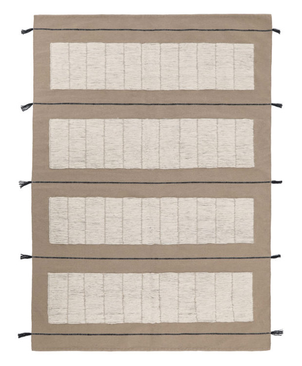 Mesa Handwoven Neutral Wool Rug – Linear Minimalist Design 0