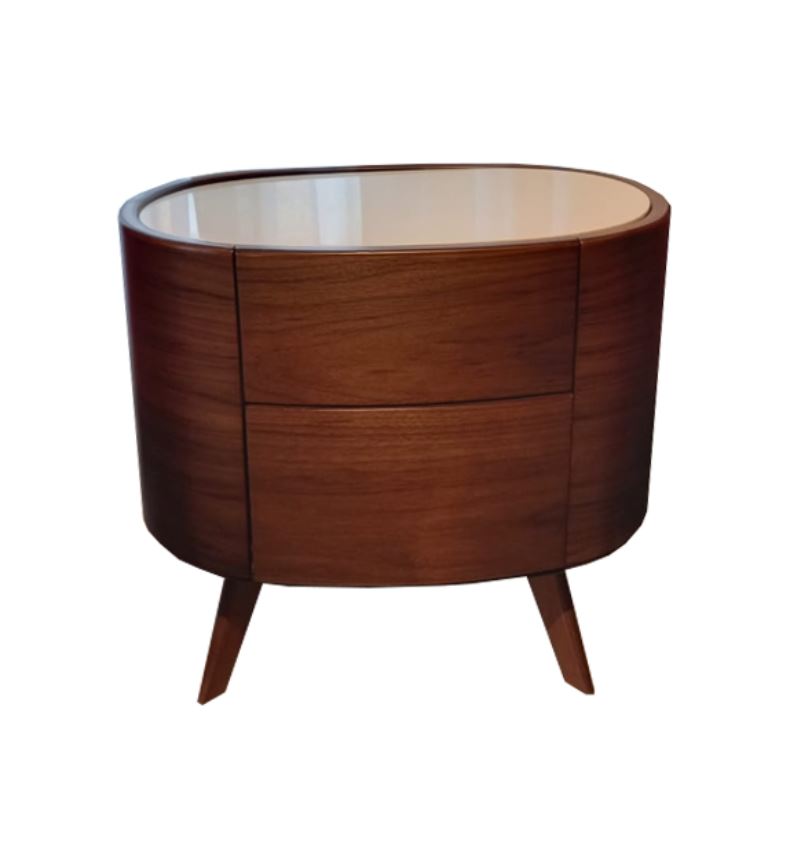 Oval Bedside Table-2 Drawers 0