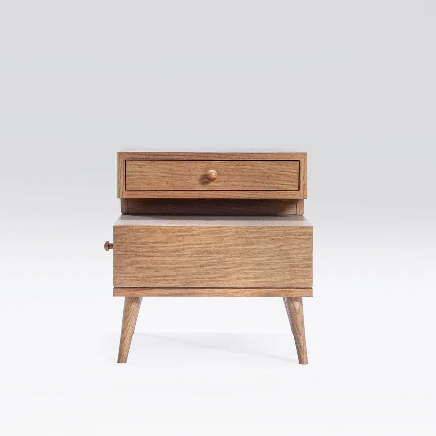 Lego Oak & Beech Wood Nightstand With 2 Drawers 2