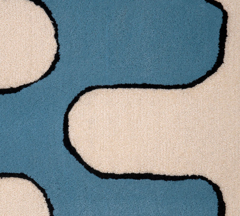 Luna White & Baby Blue Tufted Rug 1