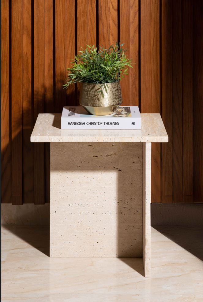 Travertine Marble Side Table 0