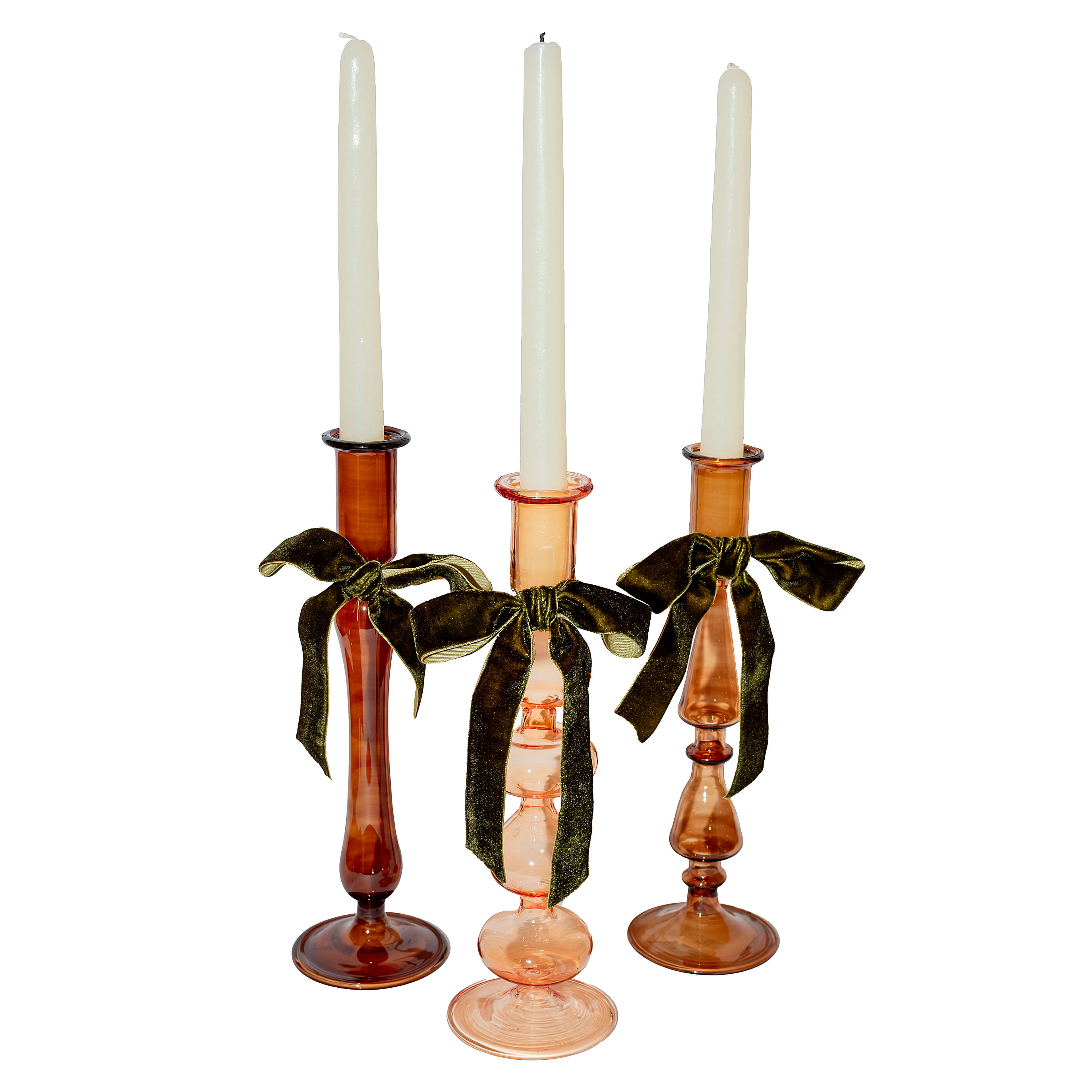 Shades of Fall Glass Candle Holders – Set of 3 Decorative Modern Stands 1