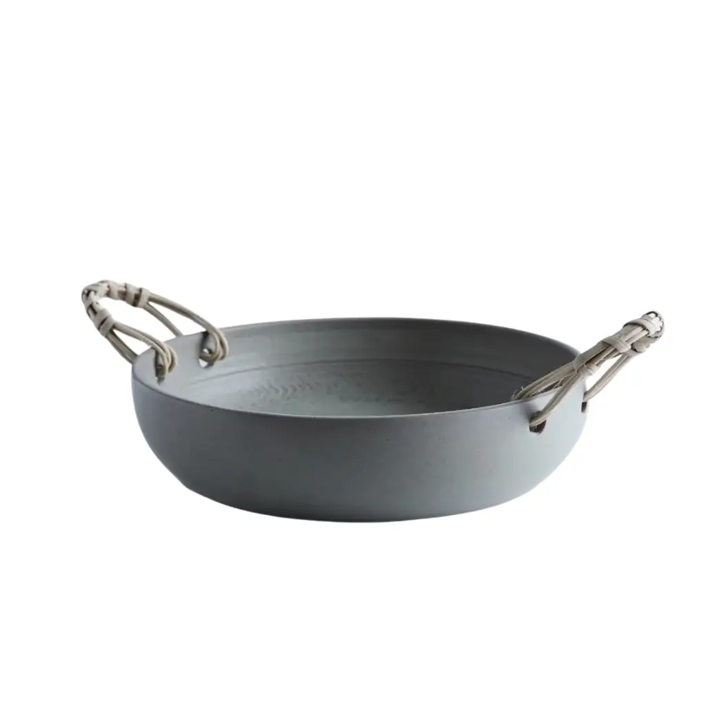 Soul Clay Bowl in Gray With Bamboo Handles 0