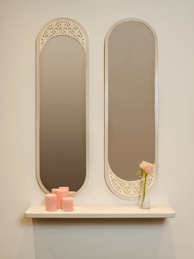 Toulin Mirror Set with Shelf – 3-Piece Wall Decor 0