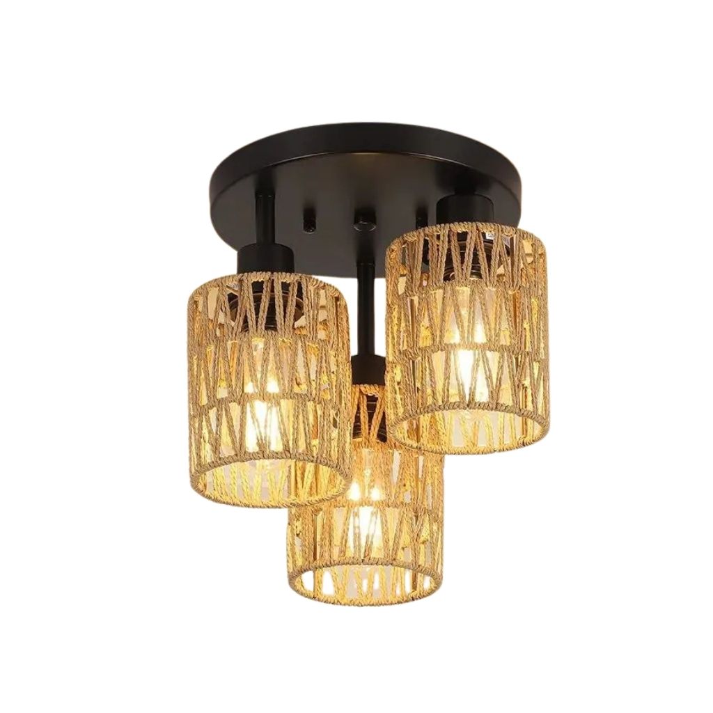 Burlap Ceiling Lamp - A 3-Light Fixture for a Natural Touch - BC1 0