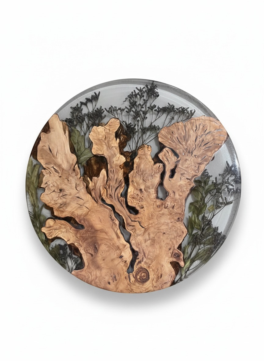 Botanical Olive wood Side Table 1