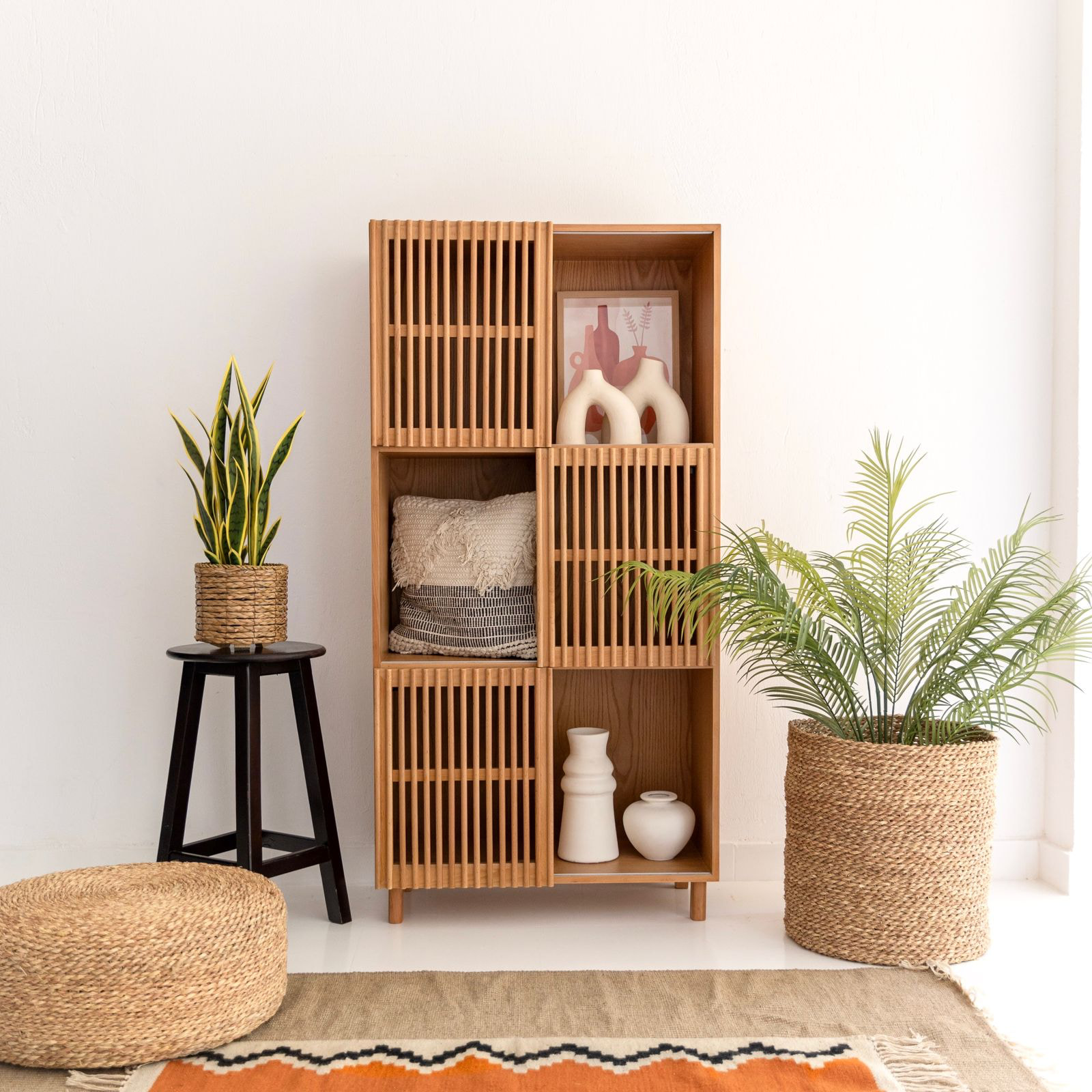 Beyla Shelf Unit In Natural Beech Wood With Oak Veneer 0