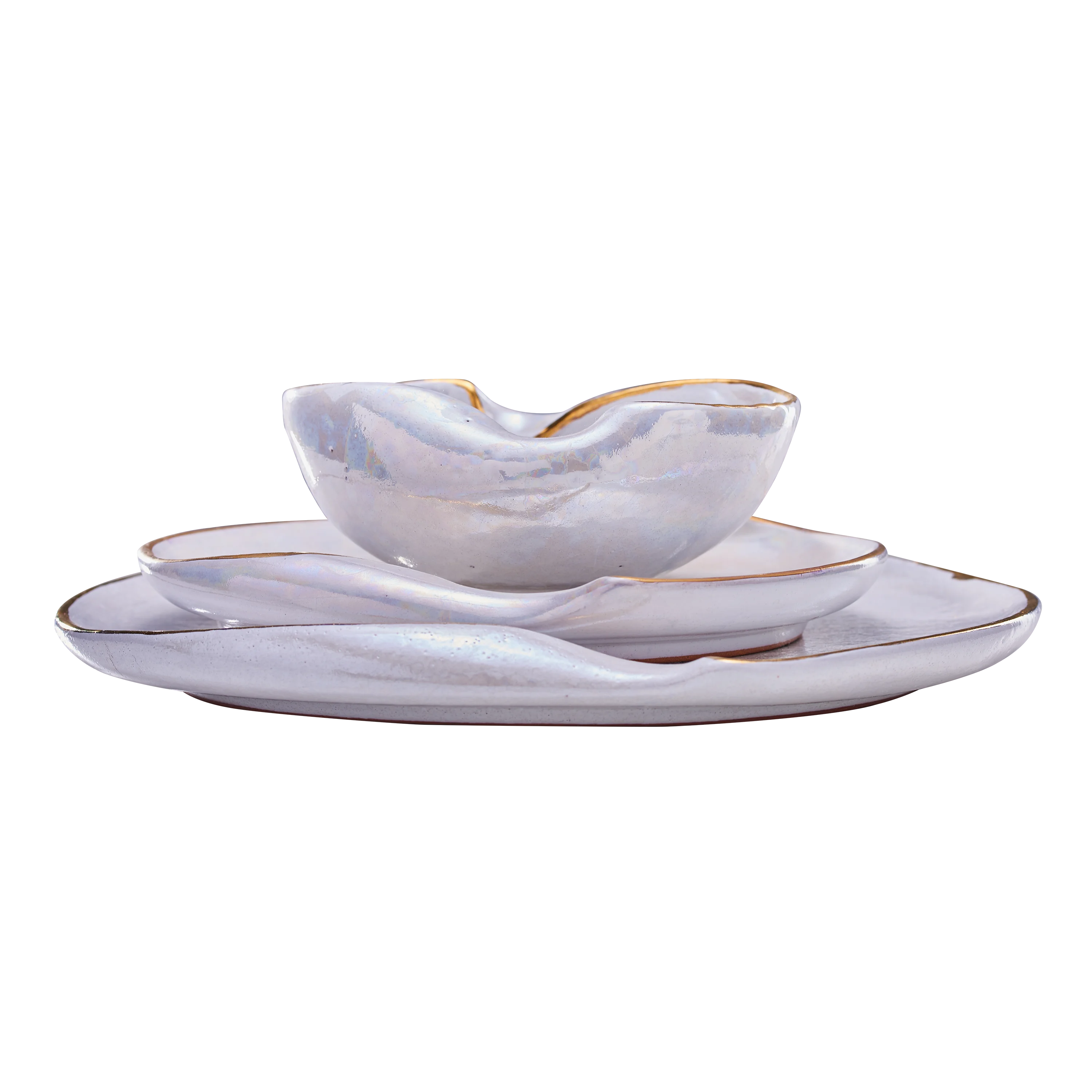 Gi Designs Wave Set White & Gold 3pcs 2