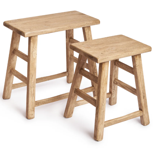 Beech Pine Stool Set of 2 0