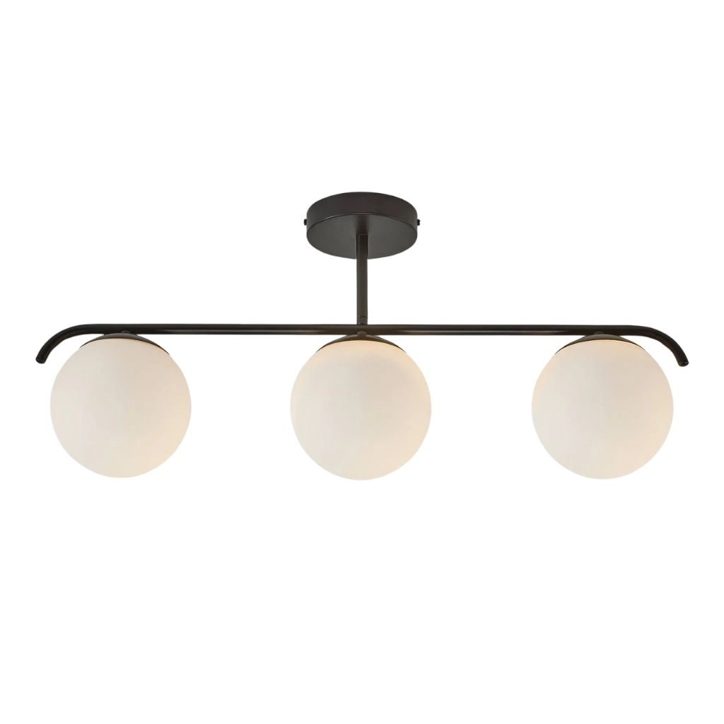 Modern Ceiling Lamp With Sleek Black Steel & Opal Glass - YL726 0