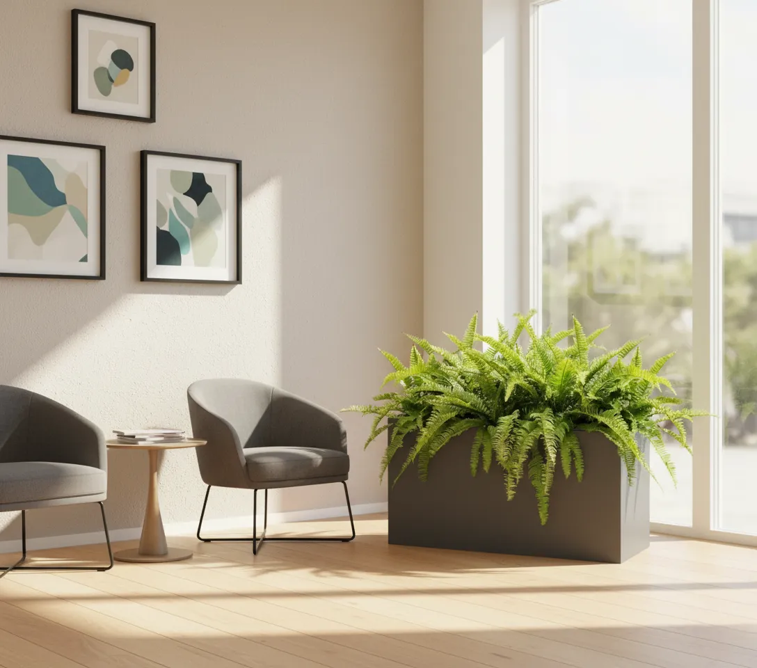 Fern Plant With Rectangular Fiberglass Pot - 1 Meter 1