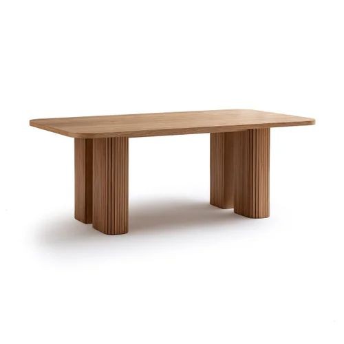 Eferent Rectangular Dining Table With Ribbed Wooden Legs 0