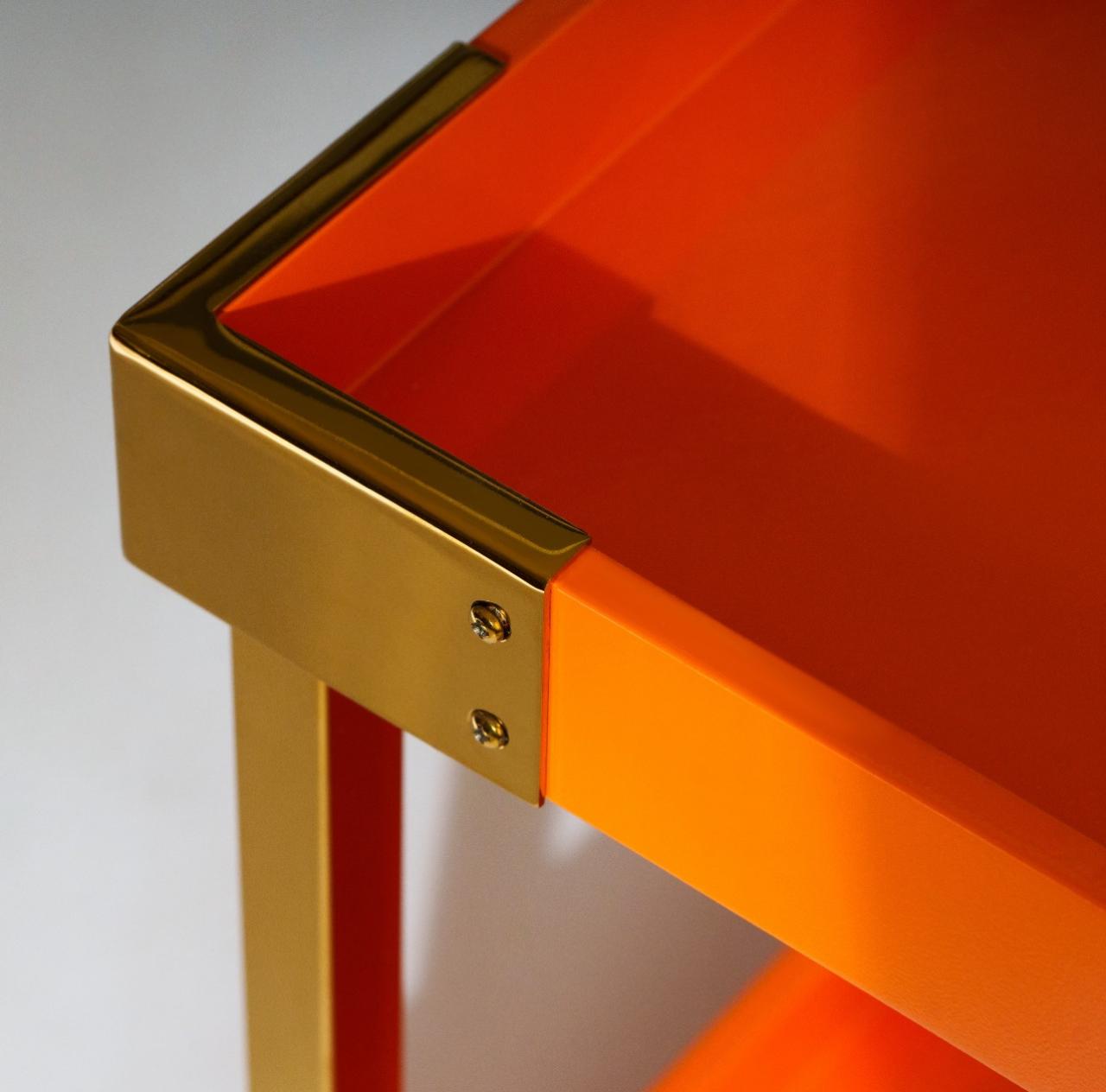 Side Table - Stainless Steel Frame - 2 Wooden Levels 1