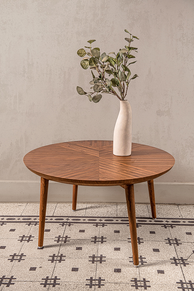 Geo Light Coffee table - Round Shape With Walnut Veneer 1