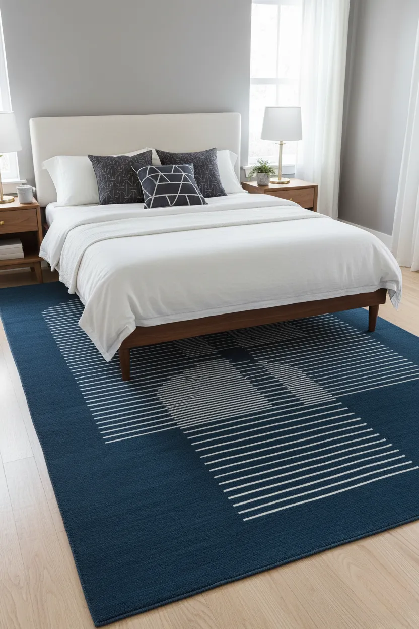 Handwoven Blue Archways Cotton Rug 1