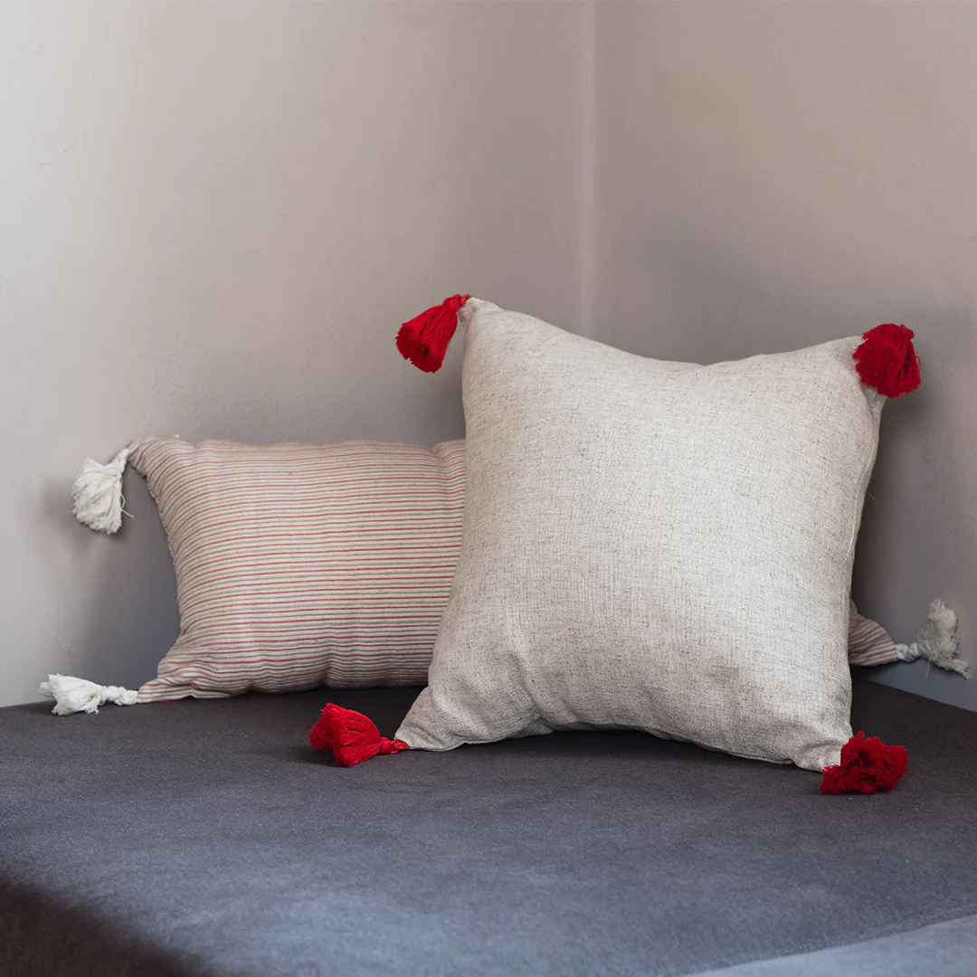 Linen Red Akhmim Cushion 1