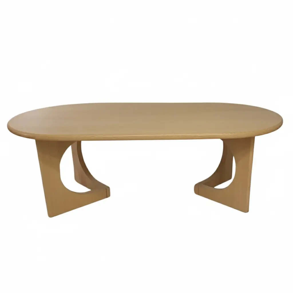 Oval Oak Dining Table with Sculptural Base 0