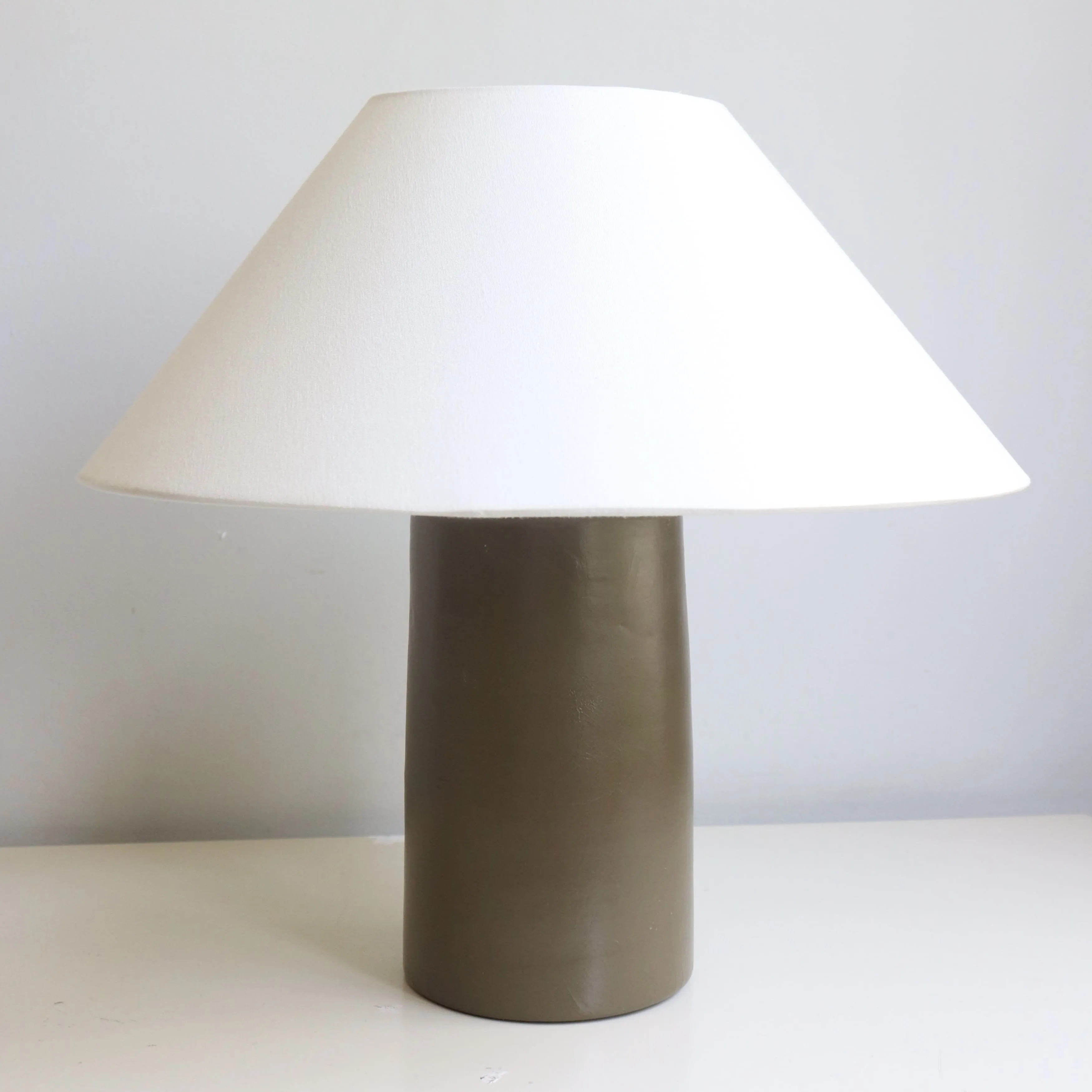 Glazed Olive Earthenware Table Lamp 1