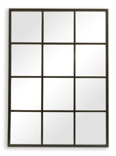 Black Metal Windowpane Mirror 0
