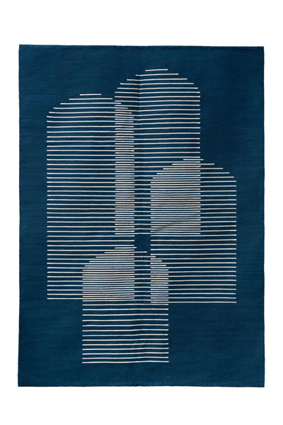 Handwoven Blue Archways Cotton Rug 0