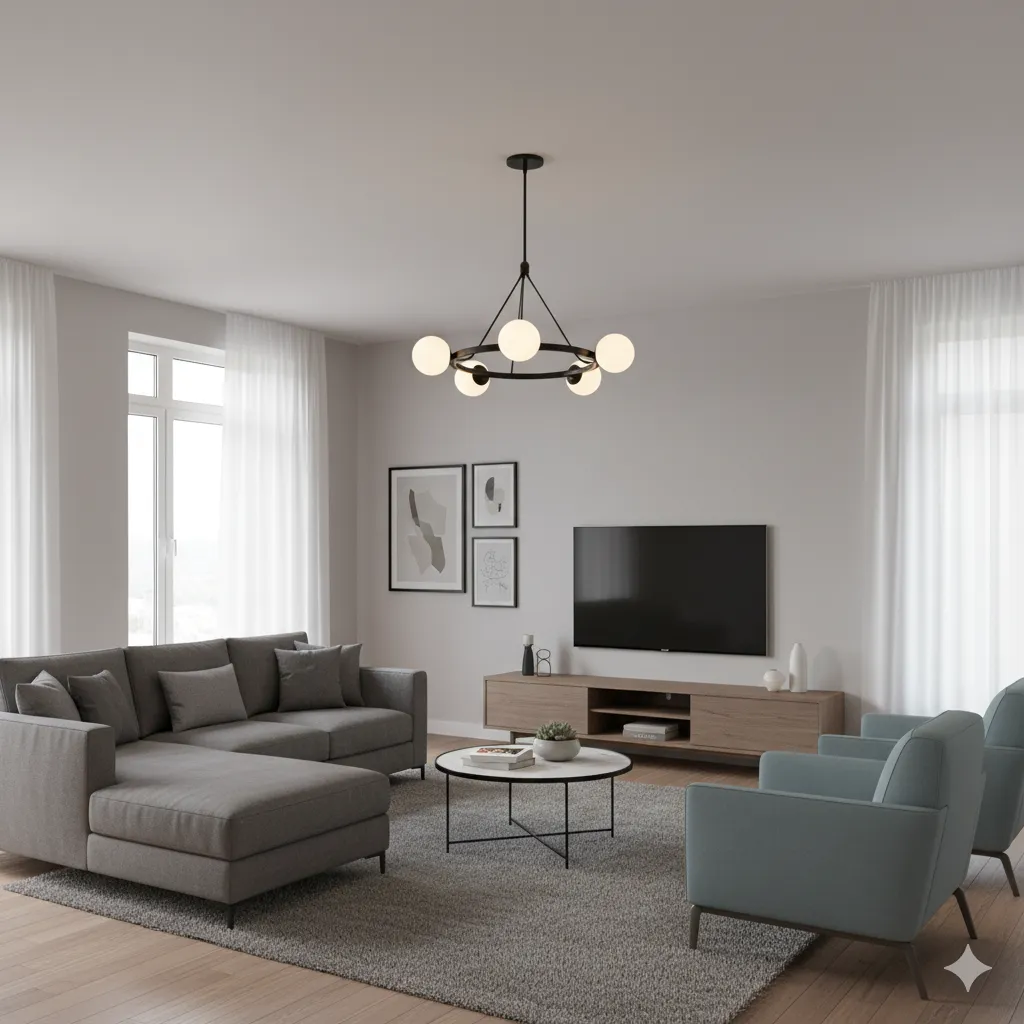 نجفة مودرن معدن أسود بـ٥ كرات زجاج أوبال - YL743 1