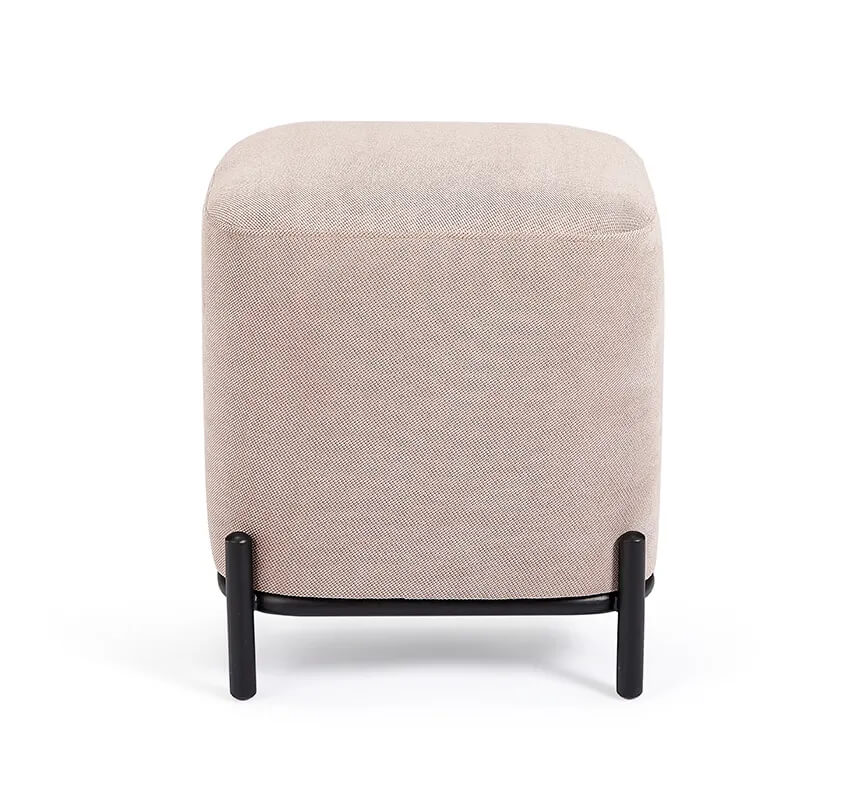 Sukun Upholstered Cube Pouf with Metal Base 0