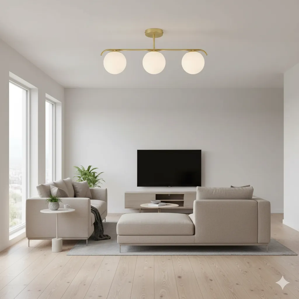 Modern Steel Ceiling Lamp With 3 Opal Glass Globes Gold - YL725 1