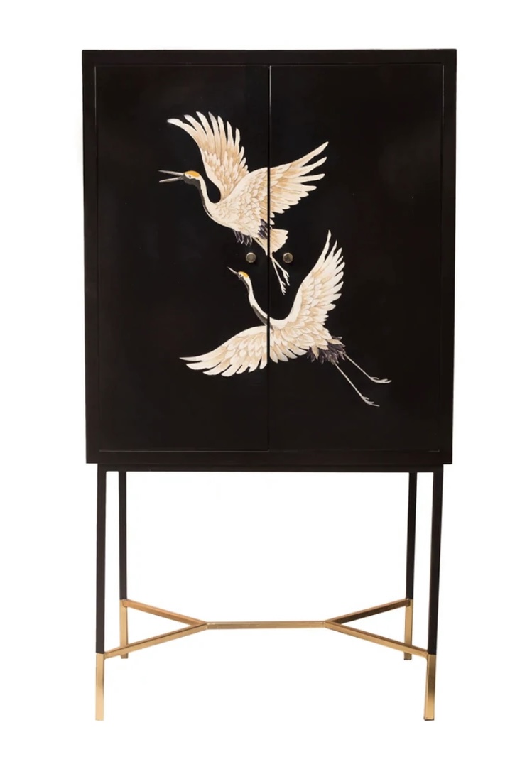 Hand Painted Two Birds Cabinet 1