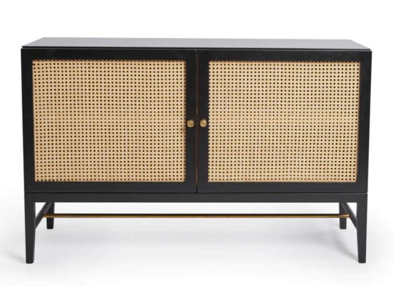 Cane Black Cabinet With Brass Hardware 0