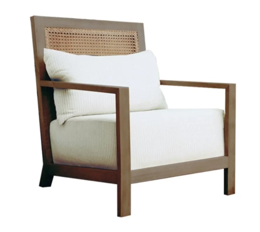 Rustic Cane Armchair & Upholstered Seat image