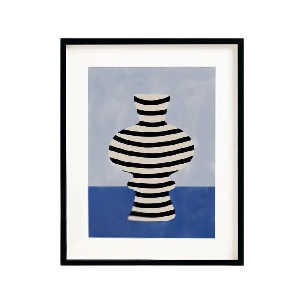 Black and White Striped Vase Artwork – Bold Contemporary Home Decor 0