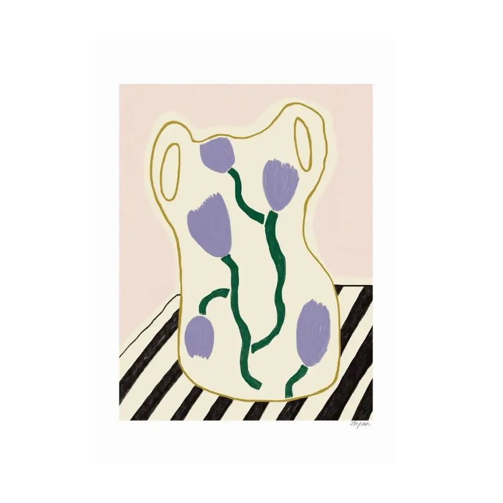 Abstract Floral Vase Print – Modern Wall Art in Soft Blush and Lilac 0