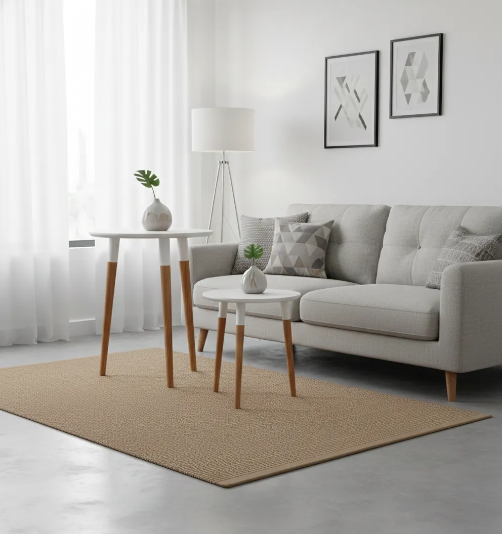 Nesting Side Tables Set - Lacquered Top - Oak Wooden Legs 1