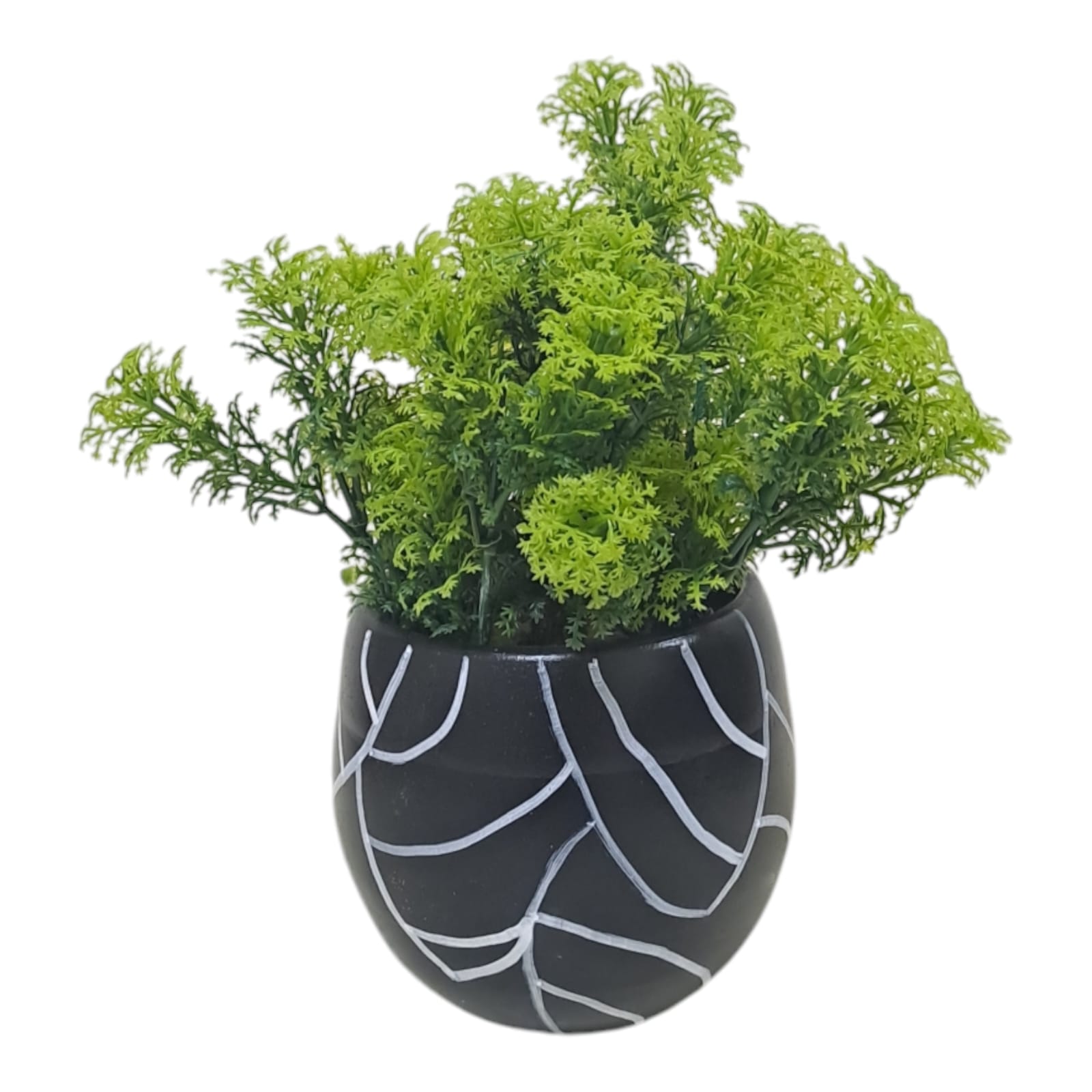 نبات أخضر صناعي مع  بوت أوراق سوداء 0