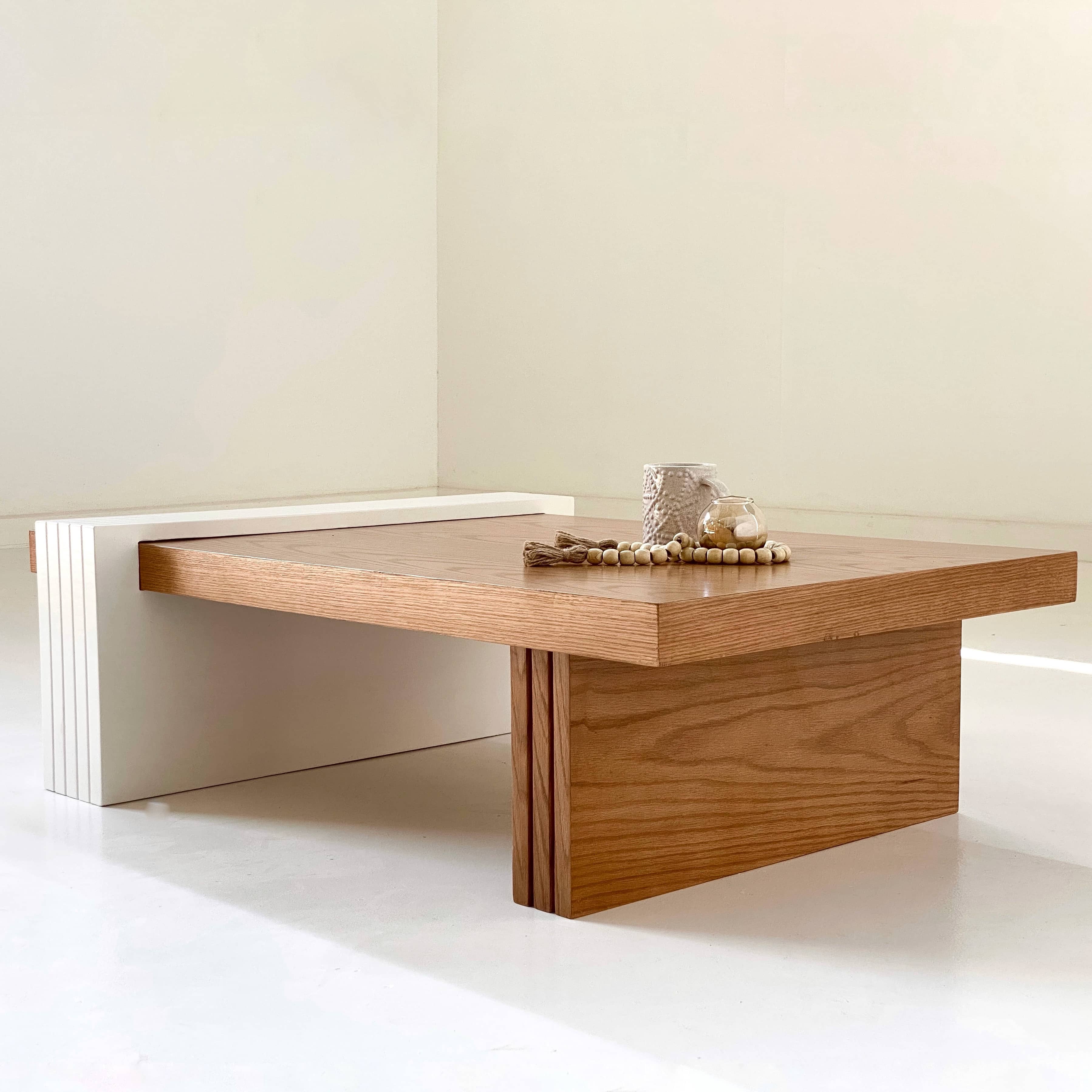 Natural & White Coffee Table - Beech Wood & Oak Veneer 3