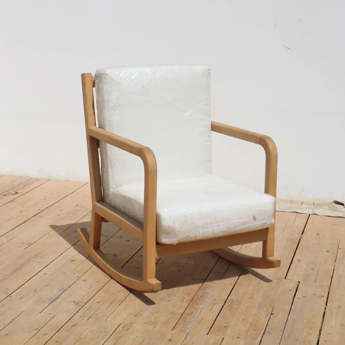 Beech Rocking Chair With Upholstered Back & Seat 1