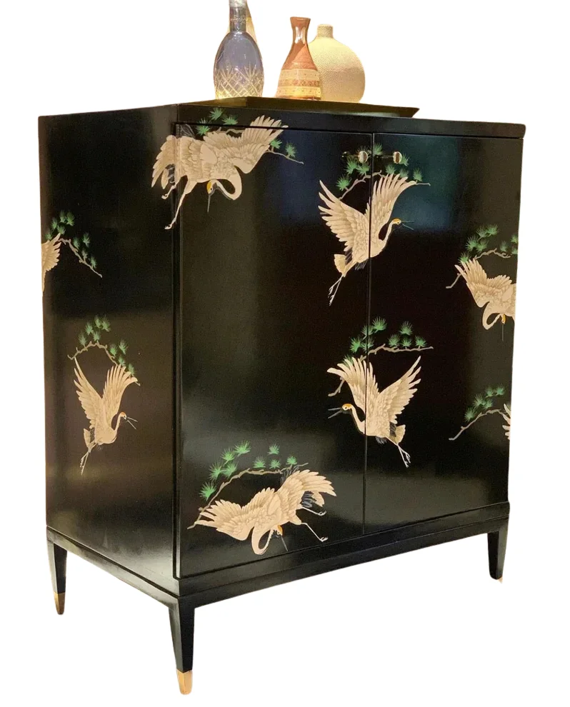 Handpainted Birds Cabinet With Beech Wood 0