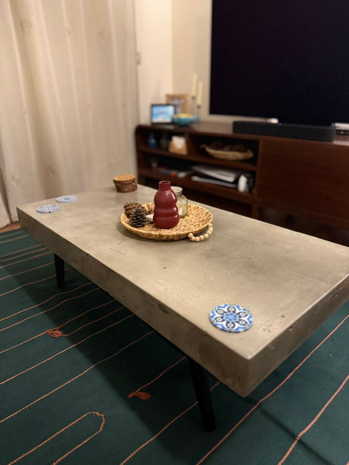In & Out Coffee Table - Concrete Top & Wooden Legs 5
