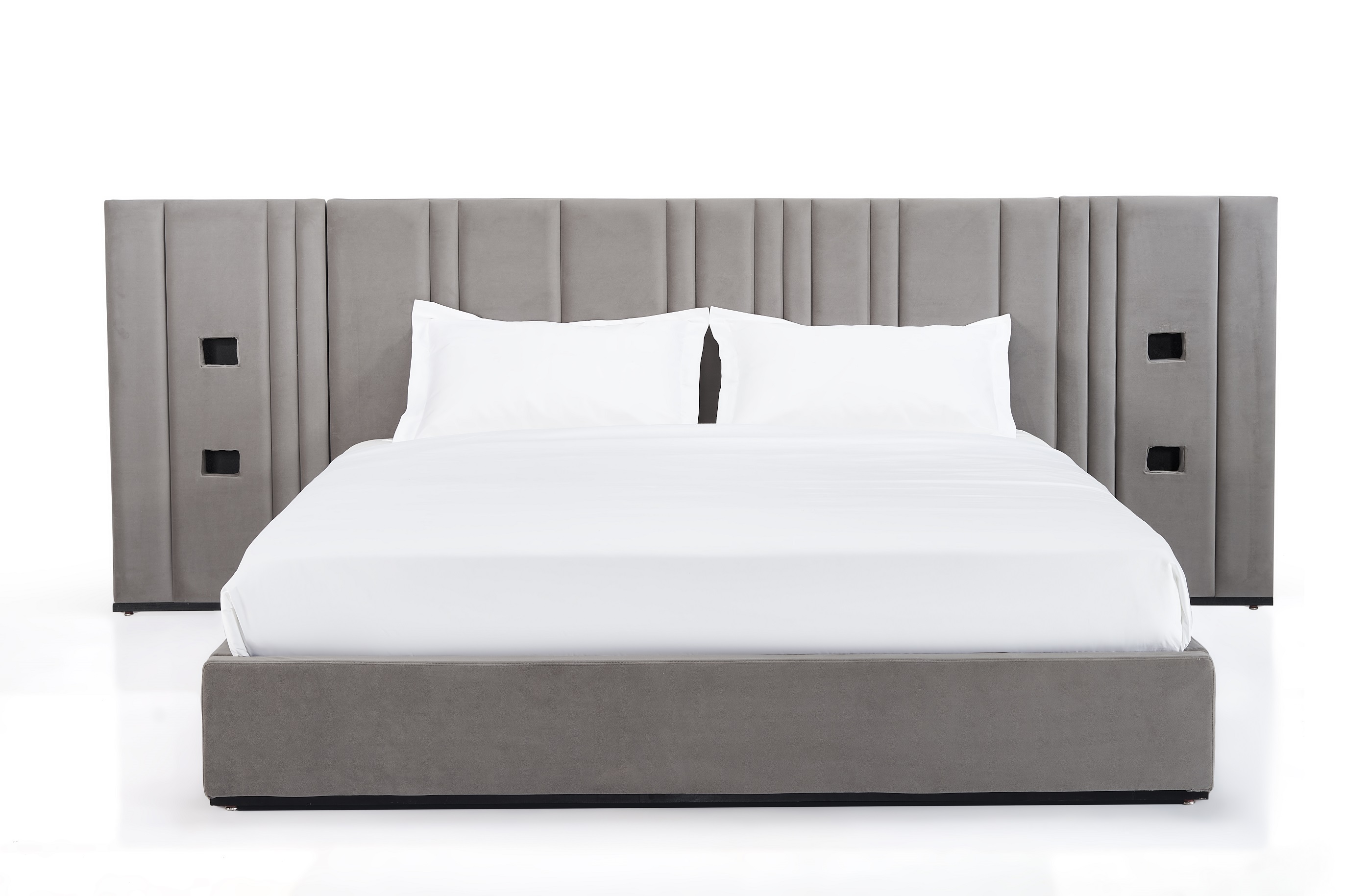 Paneled UpHolstered Headboard Bed 1
