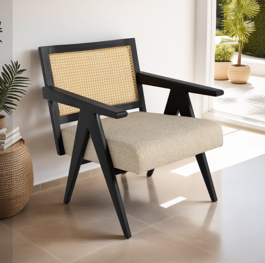 Kelly Cane Upholstered Armchair 4
