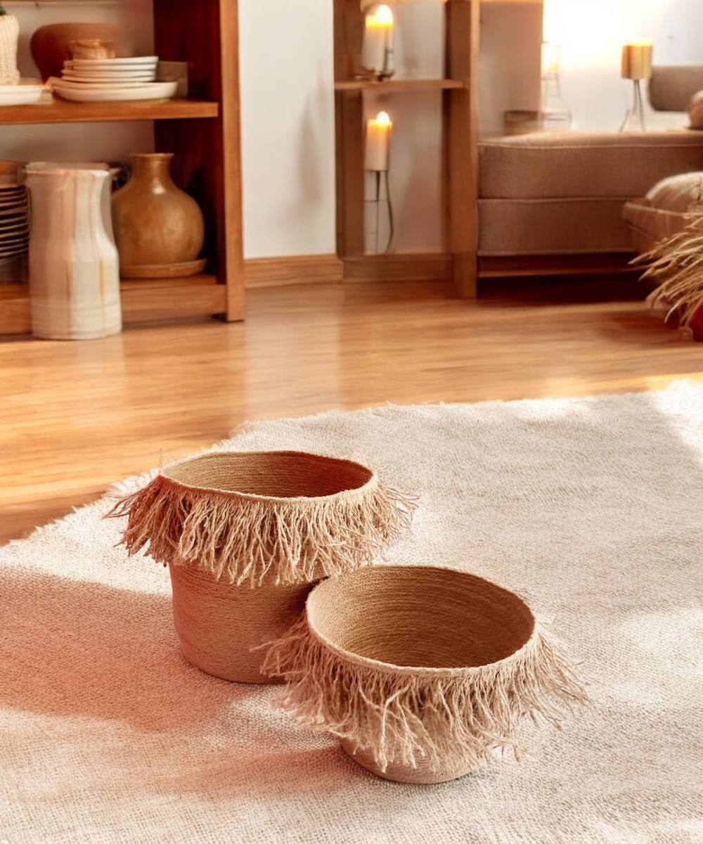 Cilia Jute Basket with Fringes 0