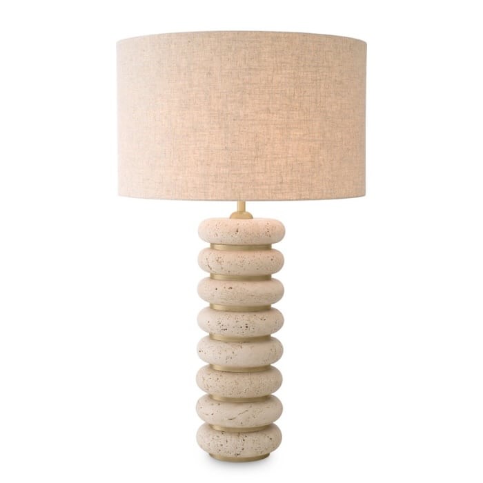 Stacked Travertine Side Lamp 0