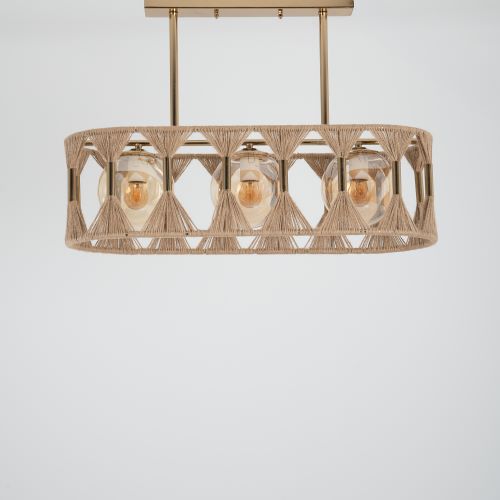 Gold Jute & Glass Pendant Lamp TA_BU_008 1