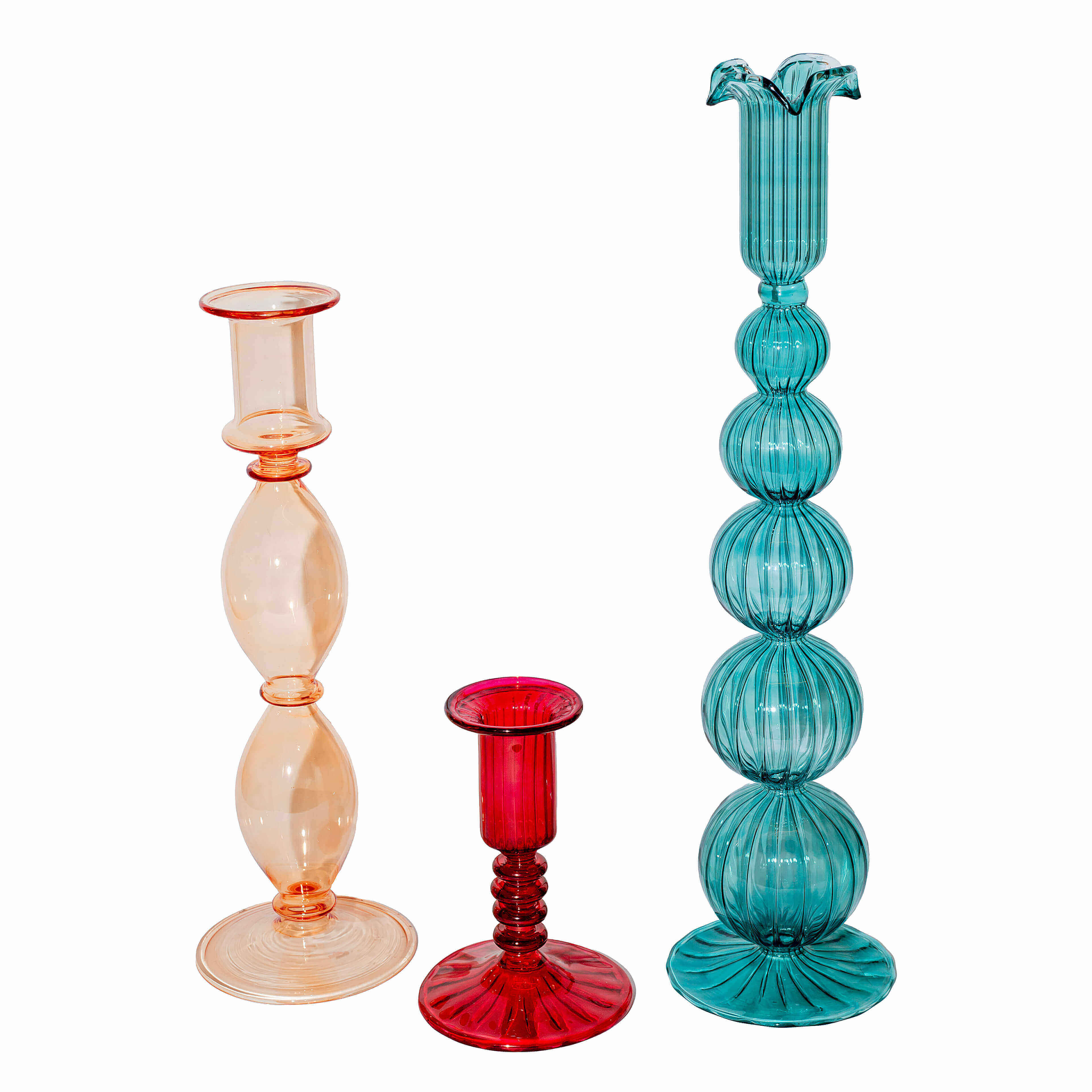 Colorful Glass Candle Holders – Set of 3 Decorative Modern Pieces 0