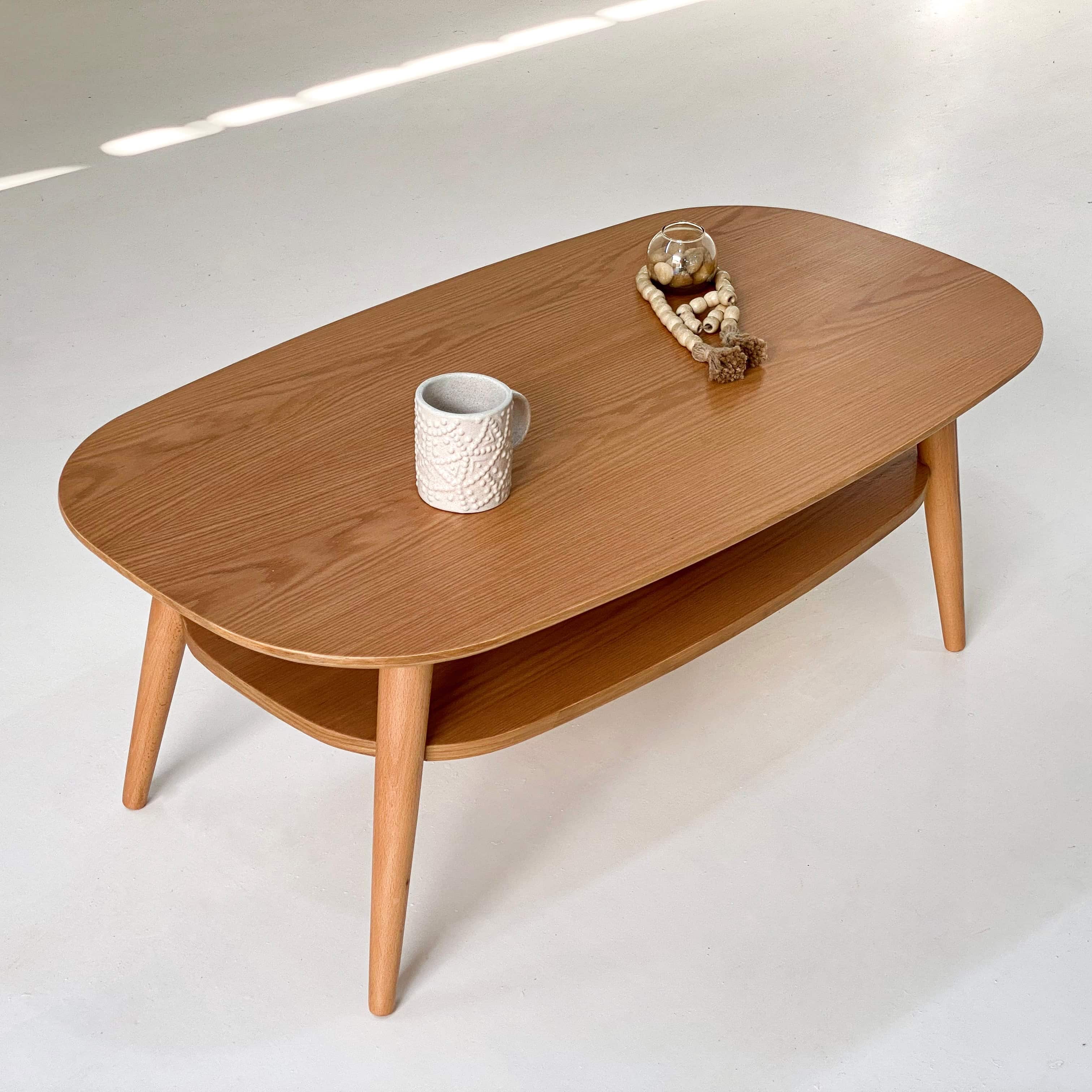 Oslo Coffee Table - 2 Levels - Beech Wood & Oak Veneer 2