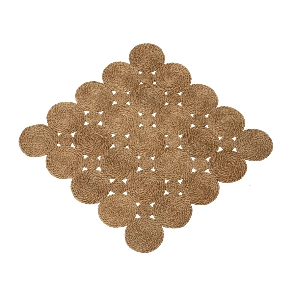 Halfa Patchwork Rug – Handwoven Natural Jute Mat 0