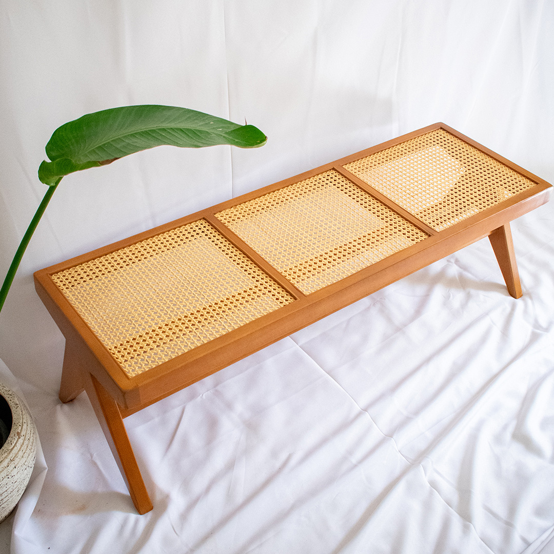 Civil Bench With Natural Cane Weaving 0